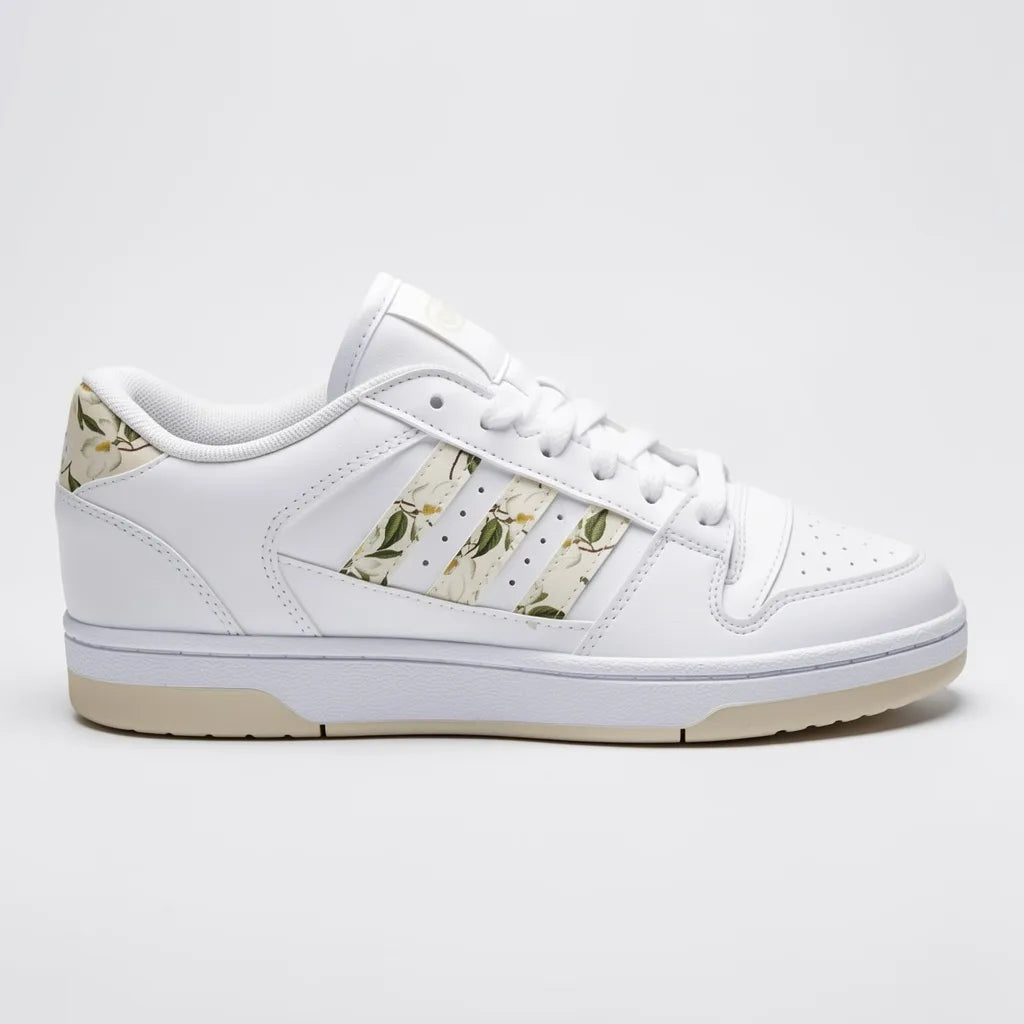 Adidas Tenis Plataforma Blanco Diseño Floral Amarillo Lateral Suela Blanca/ Amarillo | Compralo en Soy Reinventada GT | 1