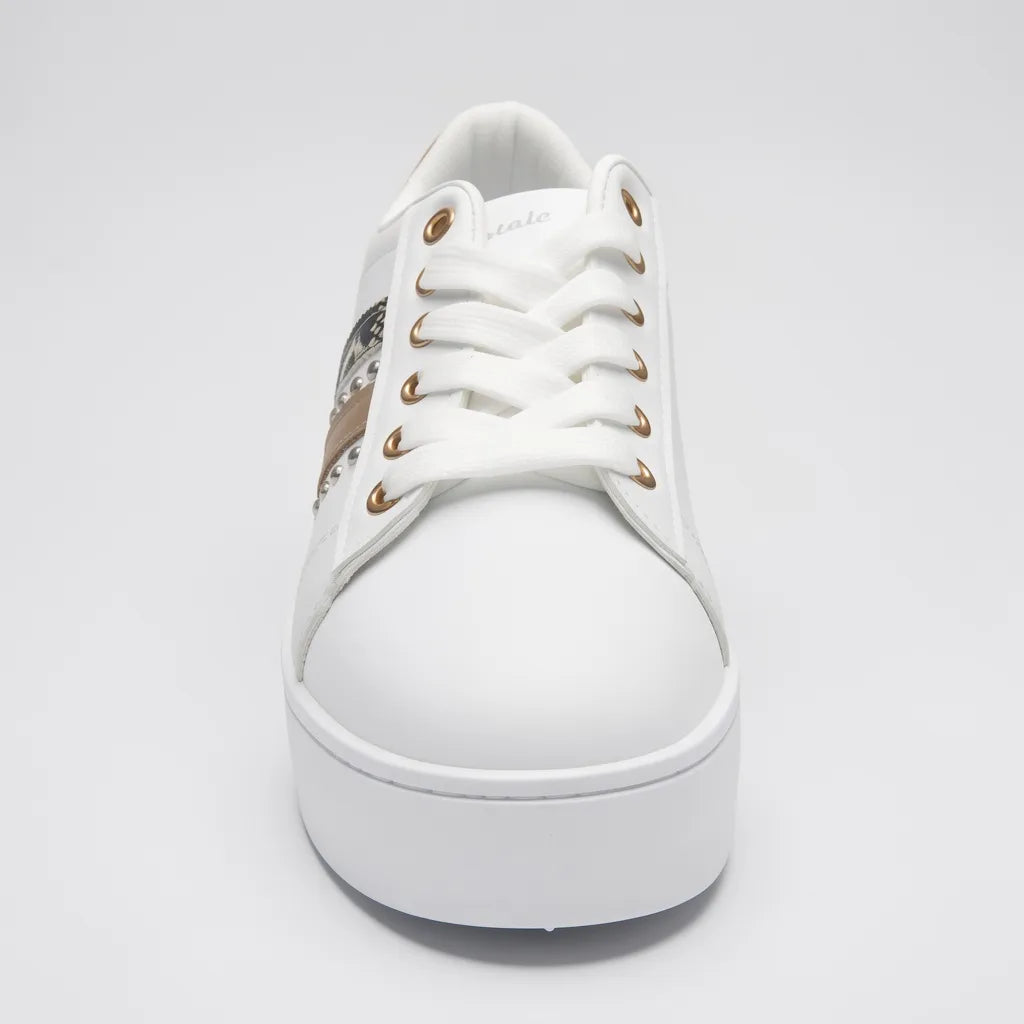 Aeropostal Tenis Moderno Blanco Estampado Serpiente Dorado Lateral y Talón Suela Blanca | Compralo en Soy Reinventada GT | 3