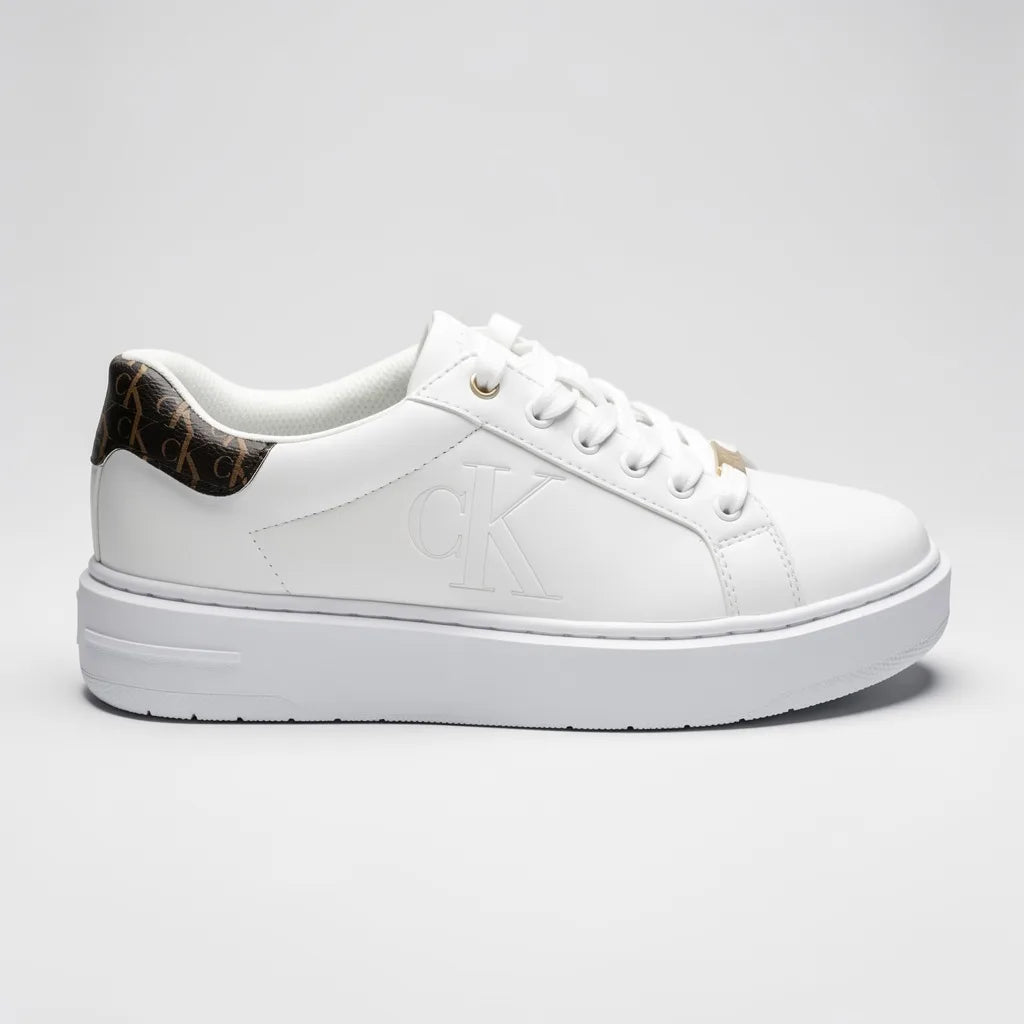 Calvin Klein Tenis Plataforma Blanco Diseño CK Café Oscuro Talón Suela Blanca | Compralo en Soy Reinventada GT | 1