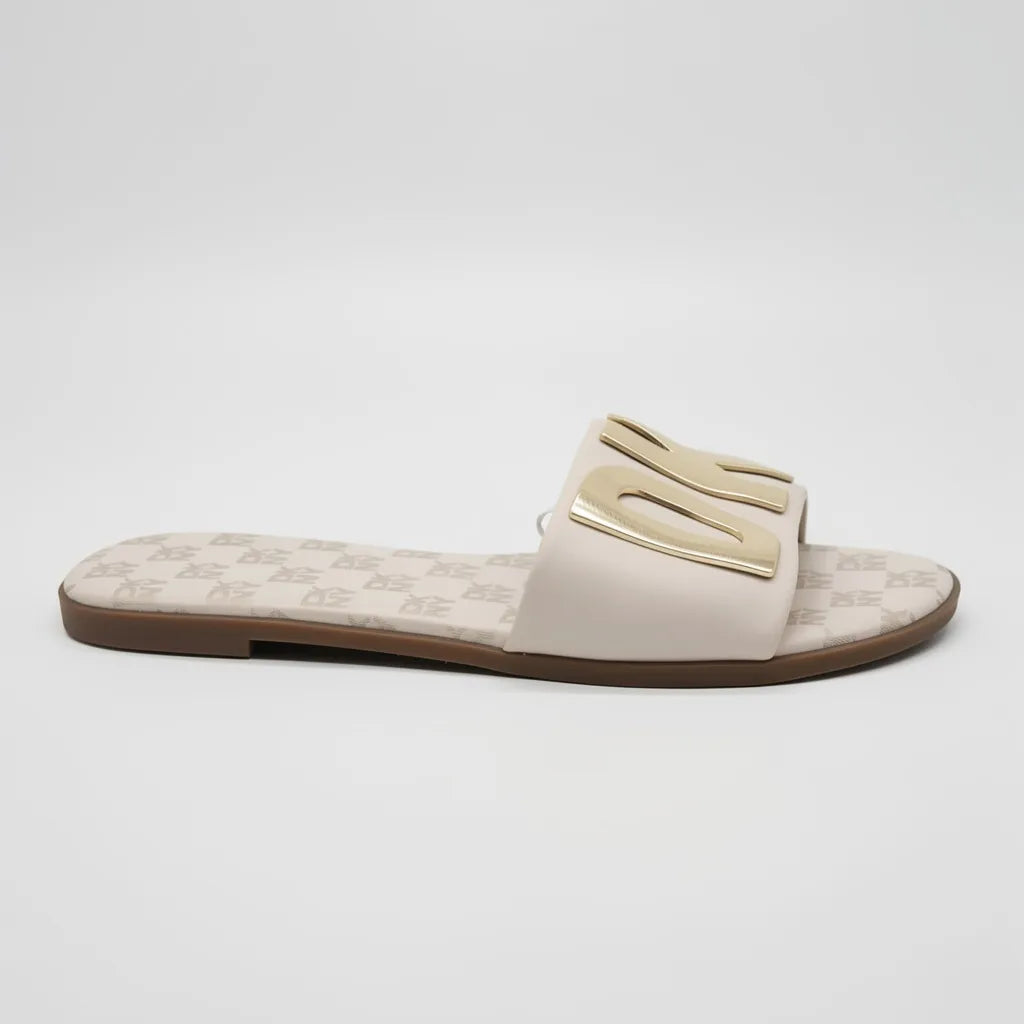 DKNY Sandalia Slip On Beige DK Dorado Empeine Suela Café | Compralo en Soy Reinventada GT | 1