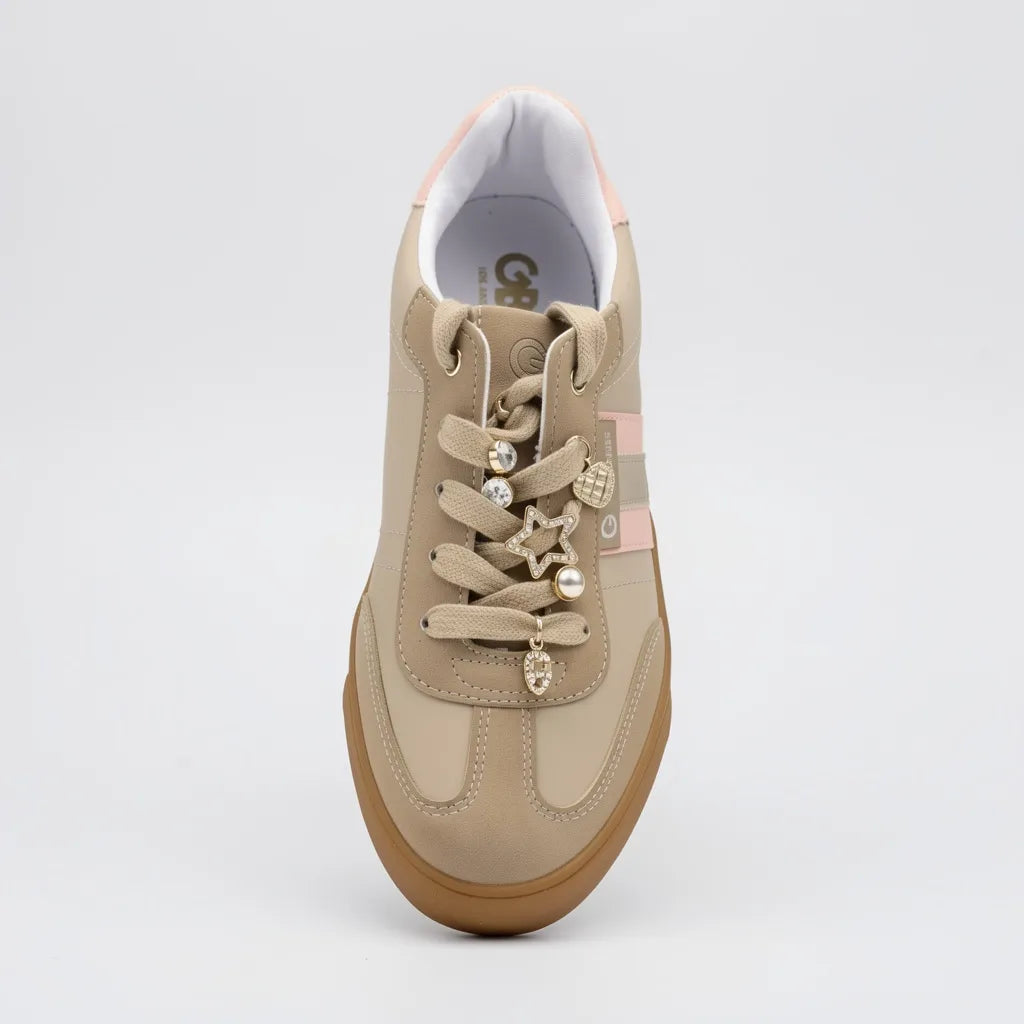 GBG Tenis Moderno Beige Franjas / Lineas Rosado Lateral y Talón Suela Café | Compralo en Soy Reinventada GT | 5