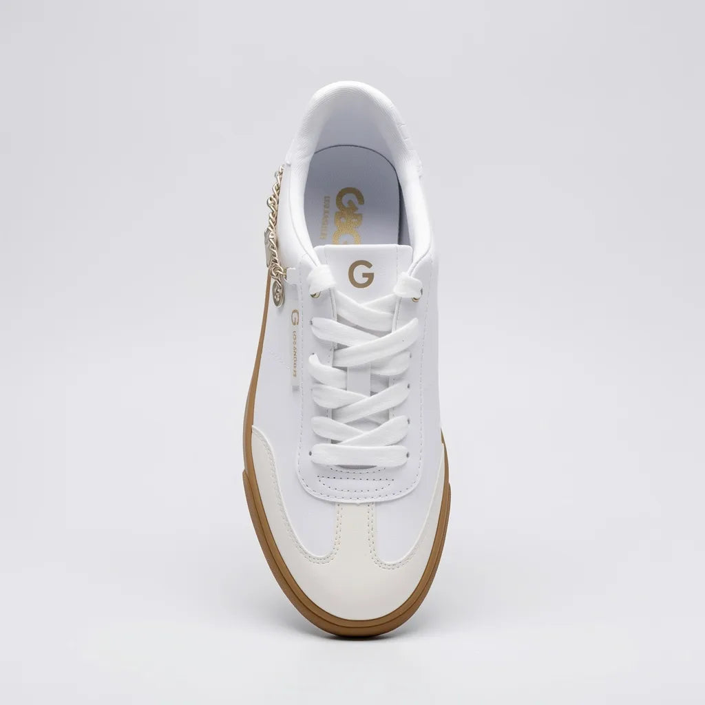 GBG Tenis Moderno Blanco Cadena Dorado Lateral Suela Café | Compralo en Soy Reinventada GT | 5