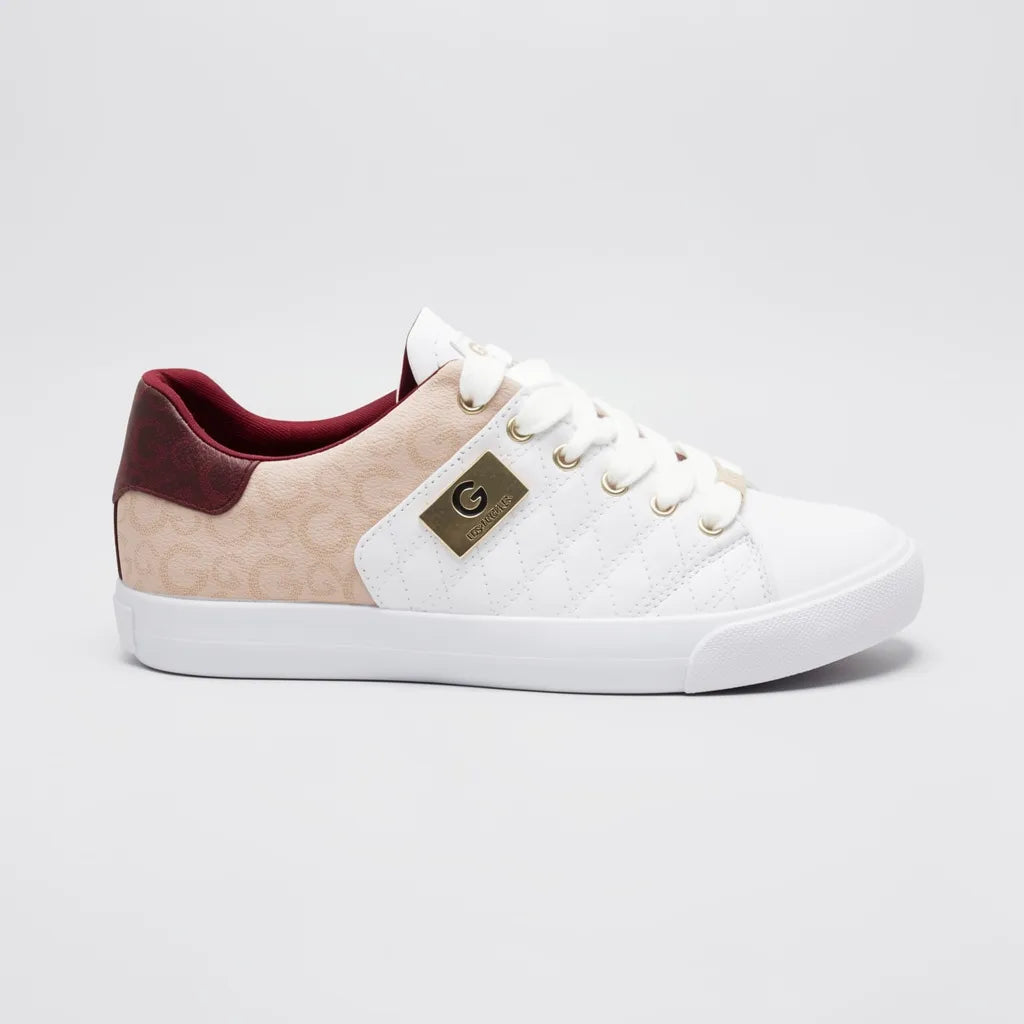 GBG Tenis Moderno Blanco Estampado G Rosado/ Corinto Lateral y Talón Suela Blanca | Compralo en Soy Reinventada GT | 1
