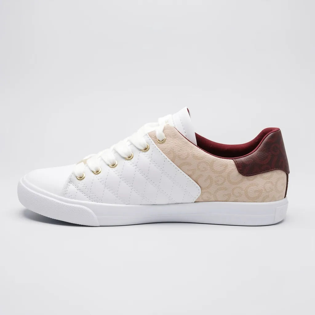 GBG Tenis Moderno Blanco Estampado G Rosado/ Corinto Lateral y Talón Suela Blanca | Compralo en Soy Reinventada GT | 2