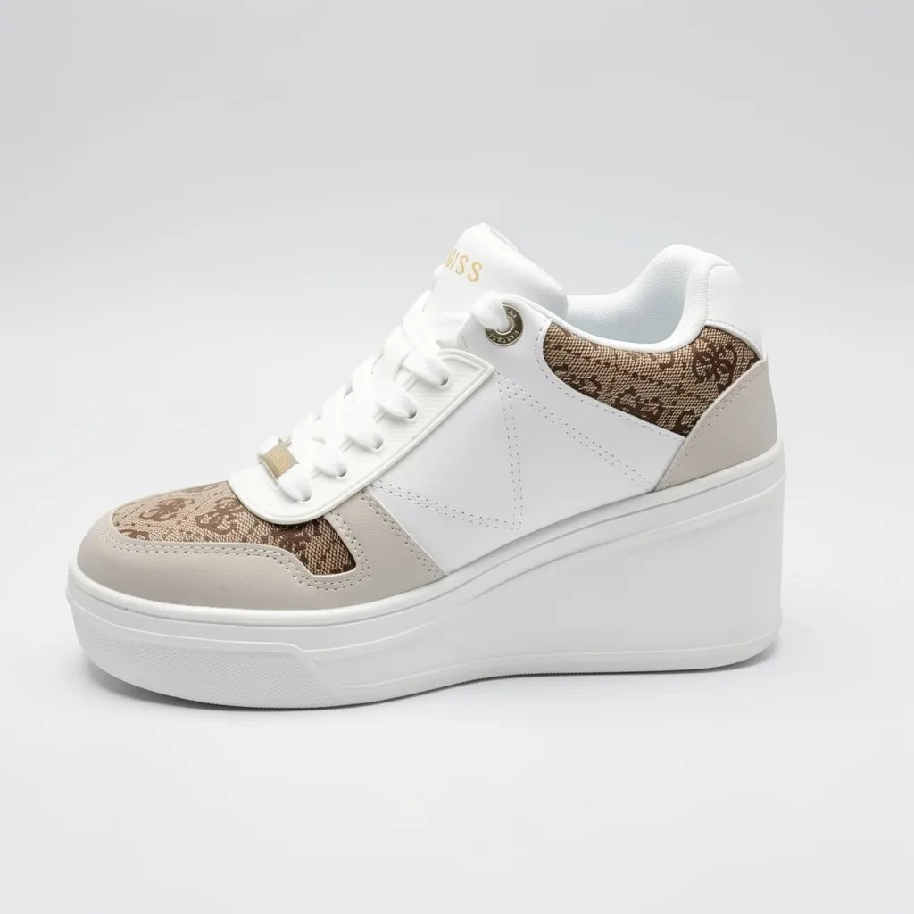 Guess Plataforma Moderno Blanco Detalles Café/ Beige Todo Suela Blanca | Compralo en Soy Reinventada GT | 2