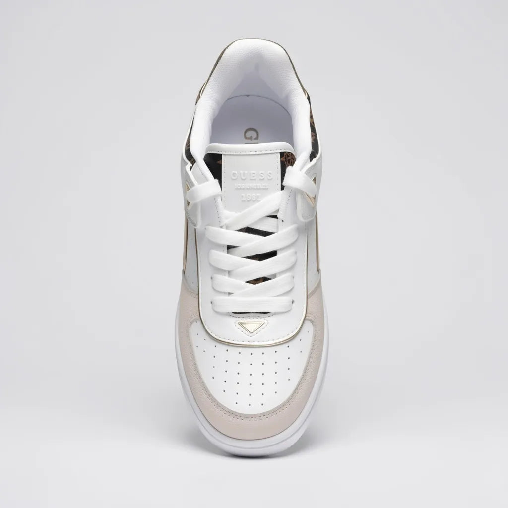 Guess Plataforma Moderno Blanco Estampado Figuras Guess Café/ Dorado Talón Suela Blanca | Compralo en Soy Reinventada GT | 5