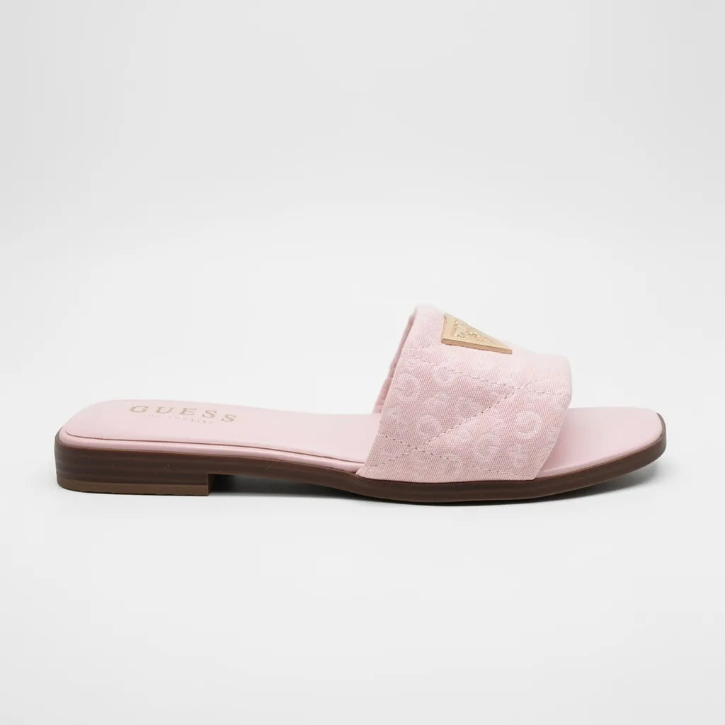 Guess Sandalia Slip On Rosado Bordado G Dorado Empeine Suela Café | Compralo en Soy Reinventada GT | 1