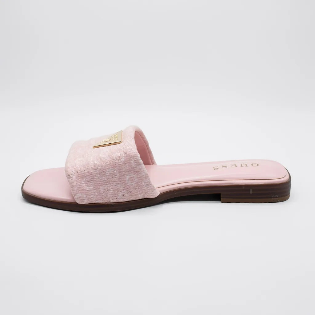 Guess Sandalia Slip On Rosado Bordado G Dorado Empeine Suela Café | Compralo en Soy Reinventada GT | 2
