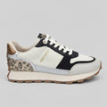 Nine West Tenis Plataforma Crema Animal Print Plateado Talón Suela Blanca/ café | Photo Studio AI | 1