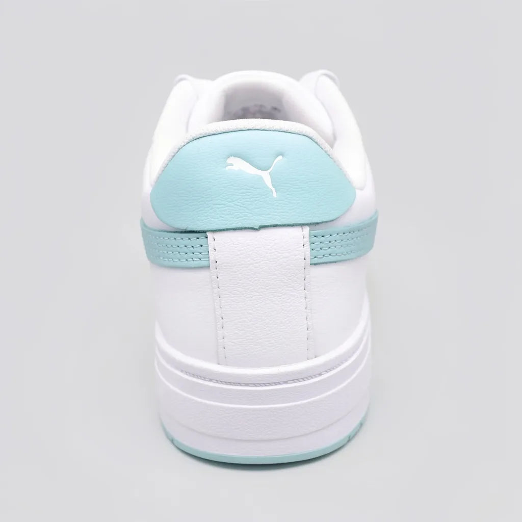Puma Tenis Plataforma Blanco Franjas / Lineas Turquesa Lateral Suela Blanca/Turquesa | Photo Studio AI | 4