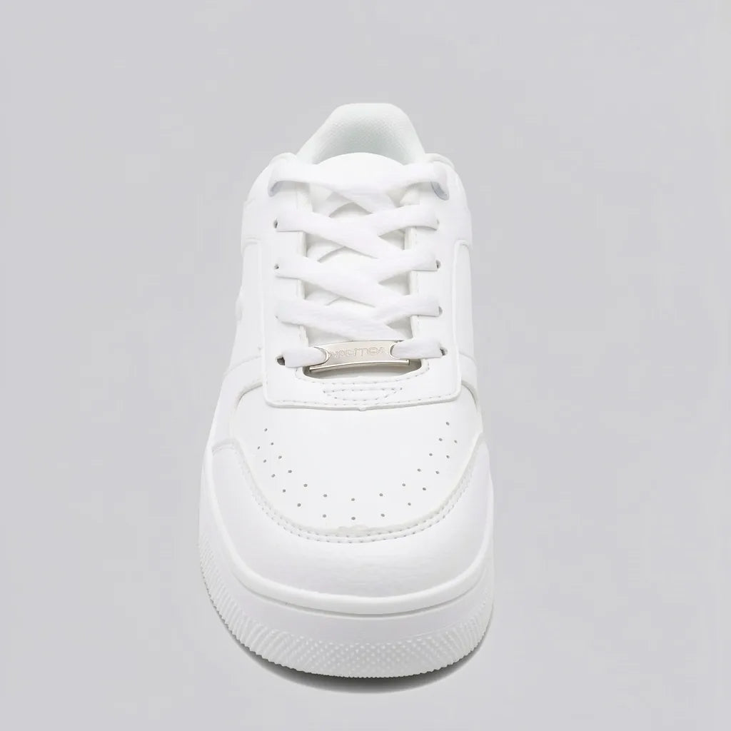 Nautica Tenis Plataforma Blanco Placa Plateado Cintas Suela Blanca | Photo Studio AI | 3