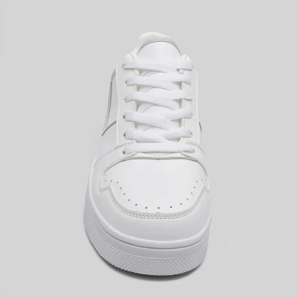 Nautica Tenis Plataforma Blanco Gamuza Gris Claro Cuello Externo Suela Blanca | Photo Studio AI | 3