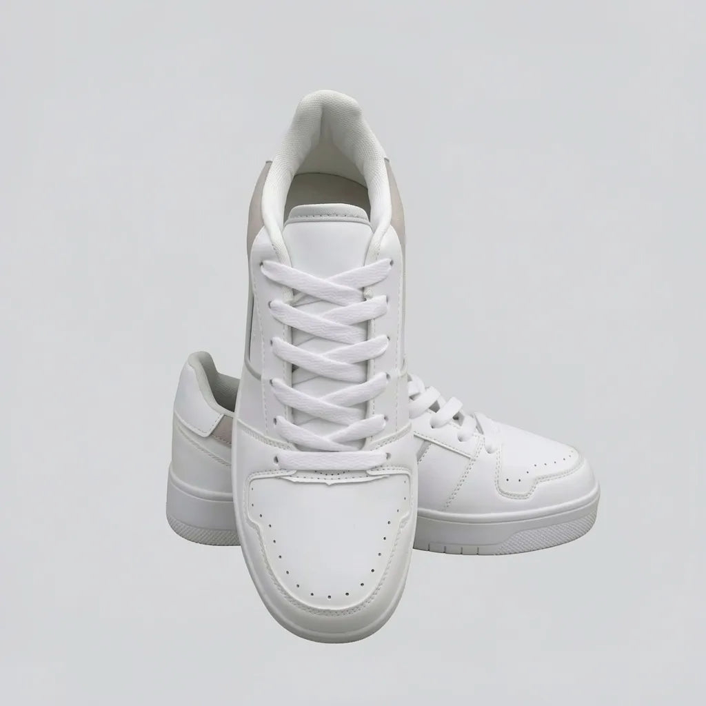 Nautica Tenis Plataforma Blanco Gamuza Gris Claro Cuello Externo Suela Blanca | Photo Studio AI | 5