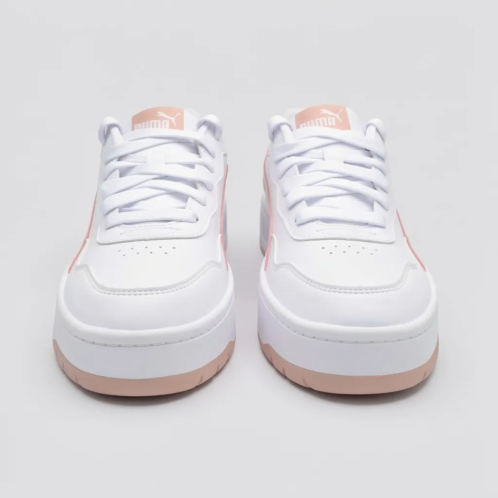 Puma Tenis Plataforma Blanco Franjas / Lineas Rosado Lateral Suela Blanca/ Rosado | Photo Studio AI | 5