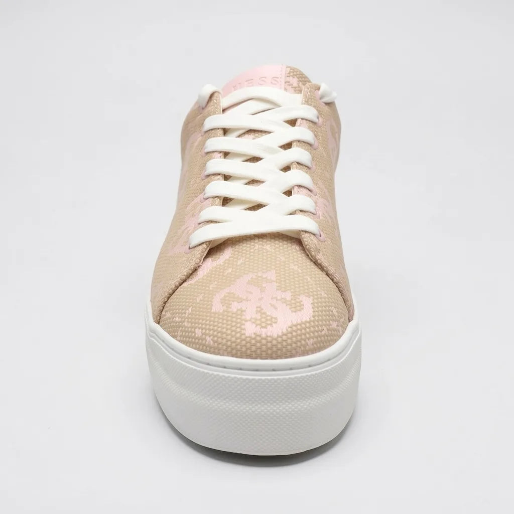 Guess Tenis Plataforma Café claro Bordado Guess Rosado Todo Suela Blanca | Photo Studio AI | 3