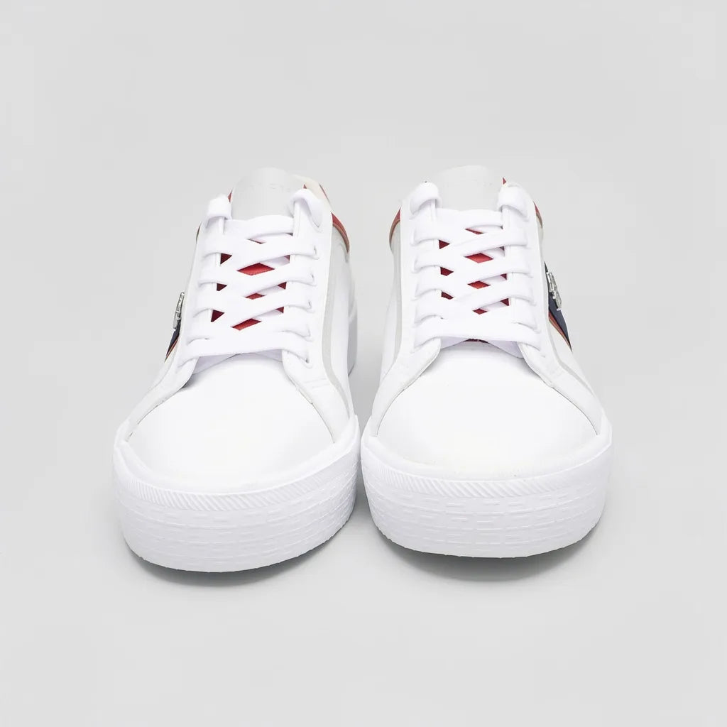Tommy Tenis Plataforma Blanco Detalles Rojo/ Azul/ Gris Lateral, Lengüeta y talón Suela Blanca | Photo Studio AI | 5