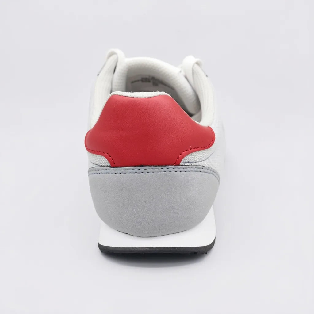 Tommy Tenis Retro Gris Detalles Rojo Talón Suela Blanca/ negro | Photo Studio AI | 4