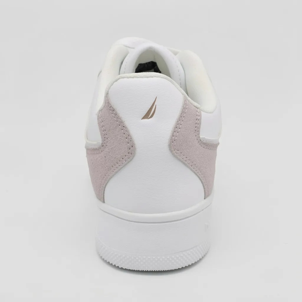 Nautica Tenis Plataforma Blanco Detalles Café/ Beige Lateral Suela Blanca | Photo Studio AI | 4