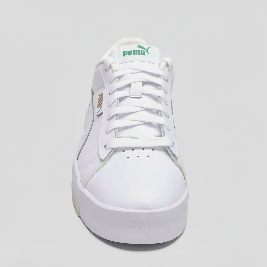 Puma Tenis Plataforma Blanco Detalles Verde/ Crema Talón, suela y lengüeta Suela Blanca | Photo Studio AI | 3