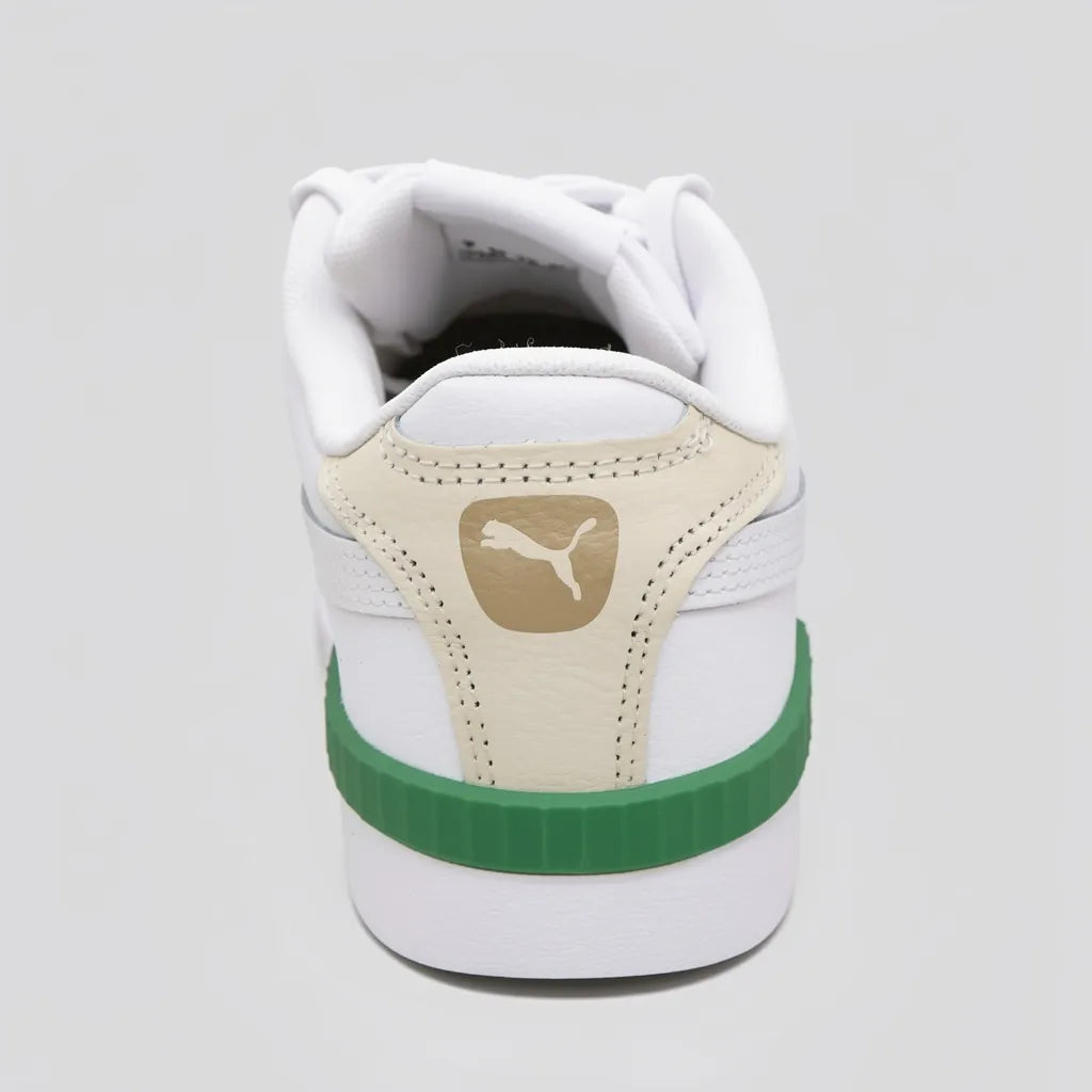 Puma Tenis Plataforma Blanco Detalles Verde/ Crema Talón, suela y lengüeta Suela Blanca | Photo Studio AI | 4