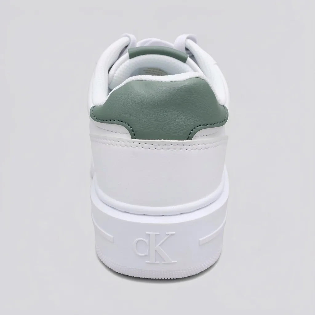 Calvin Klein Tenis Plataforma Blanco Detalles Verde Todo Suela Blanca | Photo Studio AI | 4