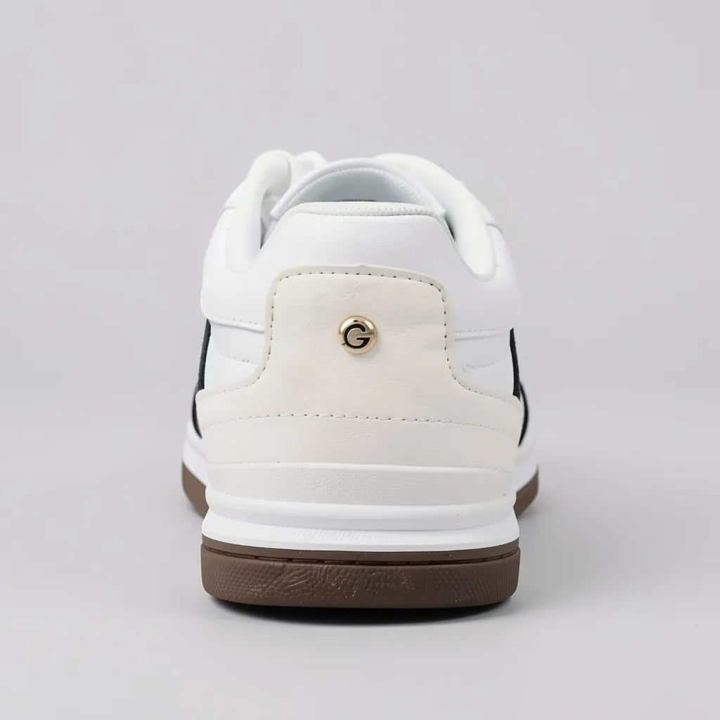 GBG Tenis Urbano Blanco Franjas / Lineas Negro Lateral Suela Blanca/ café | Photo Studio AI | 4