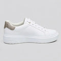 Calvin Klein Tenis Plataforma Blanco Diseño CK Café/ Beige Talón Suela Blanca | Photo Studio AI | 1