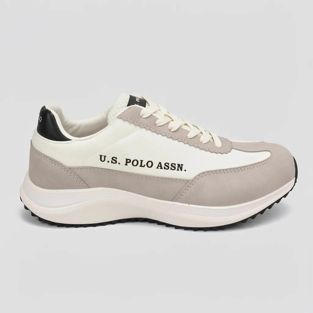 Polo Tenis Deportivo/ Casual Blanco hueso Detalles Gris Claro Todo Suela Blanca/ negro | Photo Studio AI | 1