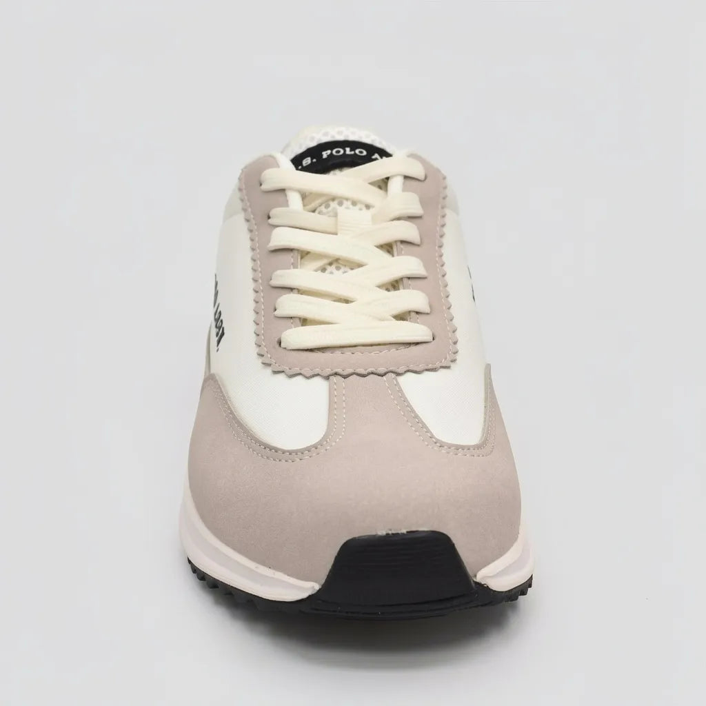 Polo Tenis Deportivo/ Casual Blanco hueso Detalles Gris Claro Todo Suela Blanca/ negro | Photo Studio AI | 3