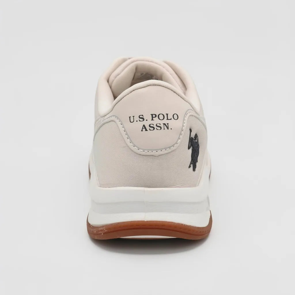 Polo Tenis Deportivo/ Casual Crema Franjas / Lineas Plateado Lateral y punta Suela Blanco Hueso/ Café | Photo Studio AI | 4