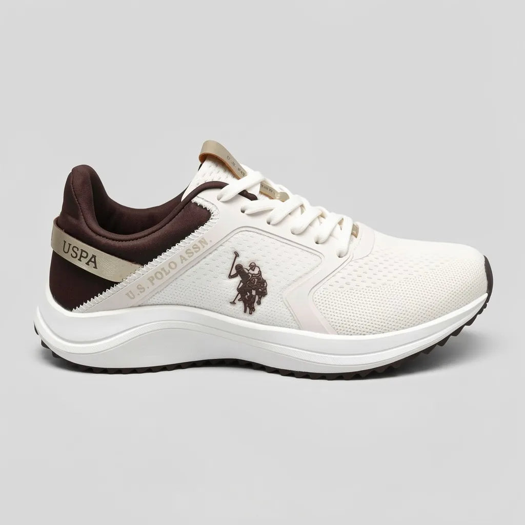 Polo Tenis Deportivo/ Casual Crema Detalles Café Oscuro Lateral y Talón Suela Blanca | Photo Studio AI | 1