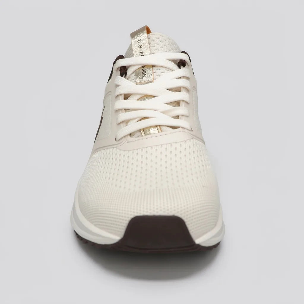 Polo Tenis Deportivo/ Casual Crema Detalles Café Oscuro Lateral y Talón Suela Blanca | Photo Studio AI | 3
