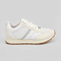 Calvin Klein Tenis Deportivo/ Casual Blanco Franjas / Lineas Verde Pastel Lateral Suela Crema/ Café | Photo Studio AI | 1