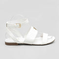 Guess Sandalia Tiras Blanco Textura Guess Dorado Empeine Suela Café | Photo Studio AI | 1