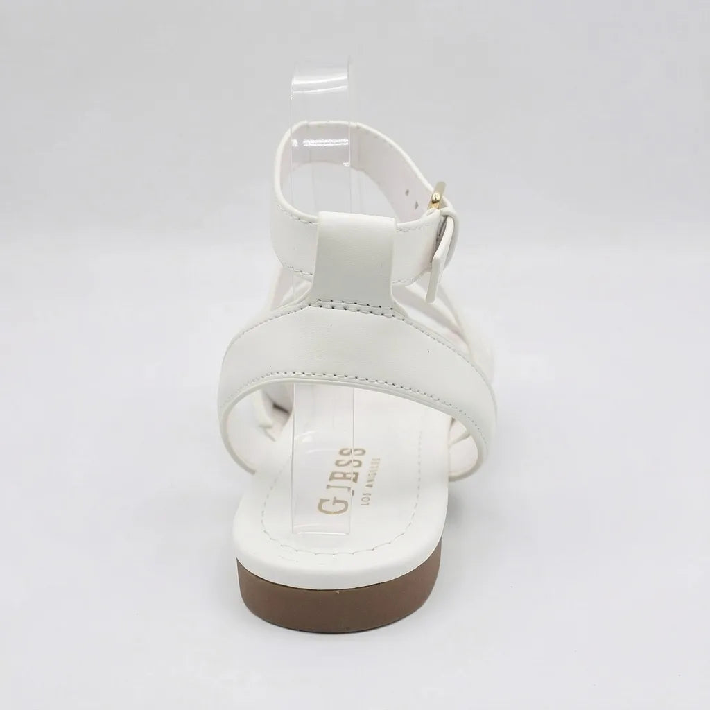 Guess Sandalia Tiras Blanco Textura Guess Dorado Empeine Suela Café | Photo Studio AI | 4