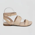 Guess Sandalia Tiras Beige Textura Dorado Empeine Suela Beige | Photo Studio AI | 1