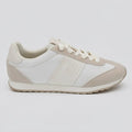 Tommy Tenis Deportivo/ Casual Blanco hueso Franjas / Lineas Cuero Beige Lateral y Talón Suela Blanco Hueso | Photo Studio AI | 1