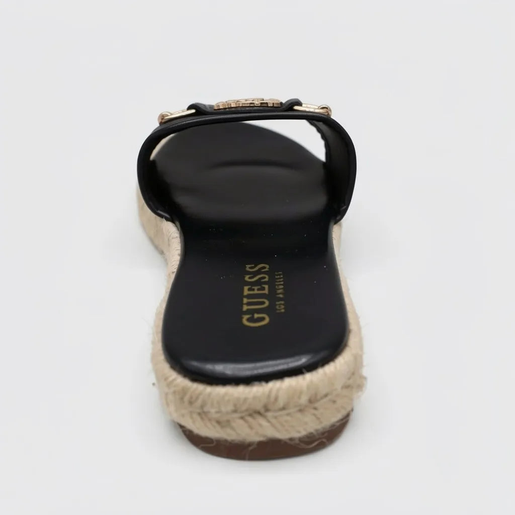 Guess Sandalia Slip On Negro Bordado G Dorado Empeine Suela Yute | Photo Studio AI | 4