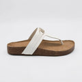 Tommy Sandalia Dedo Blanco hueso Placa Dorado Empeine Suela Corcho | Photo Studio AI | 1