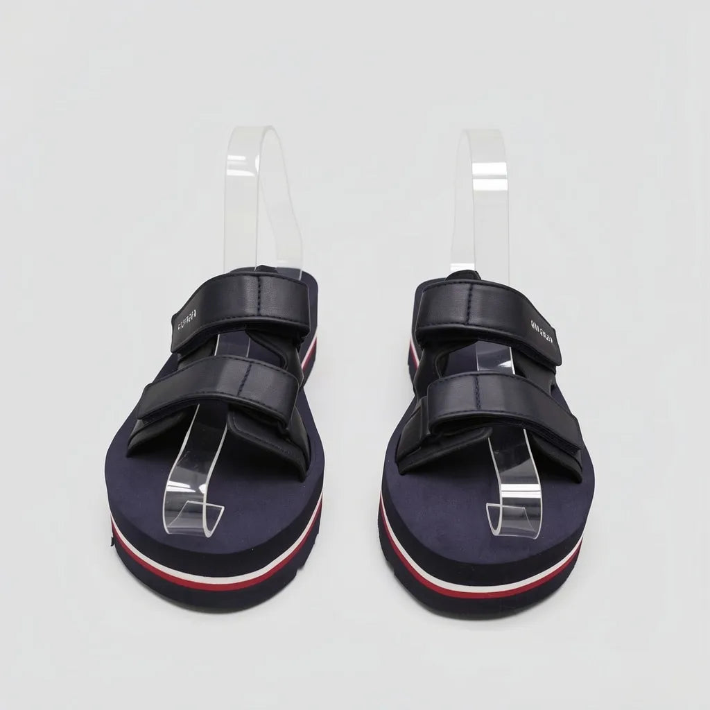 Tommy Sandalia Velcro Azul Marino Franjas / Lineas Blanco/ Rojo Suela Suela Azul Marino | Photo Studio AI | 5