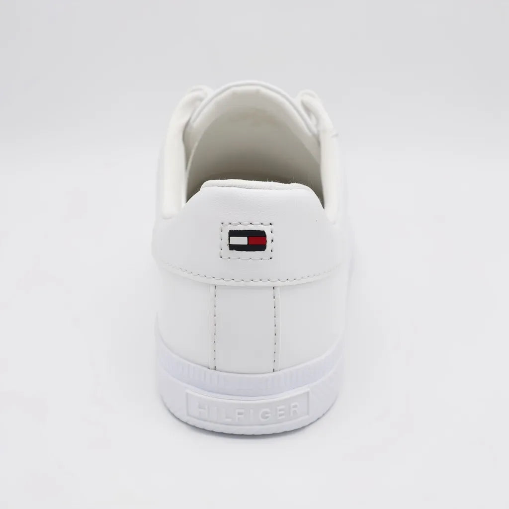 Tommy Tenis Minimal Blanco Placa Plateado Cintas Suela Blanca | Photo Studio AI | 4