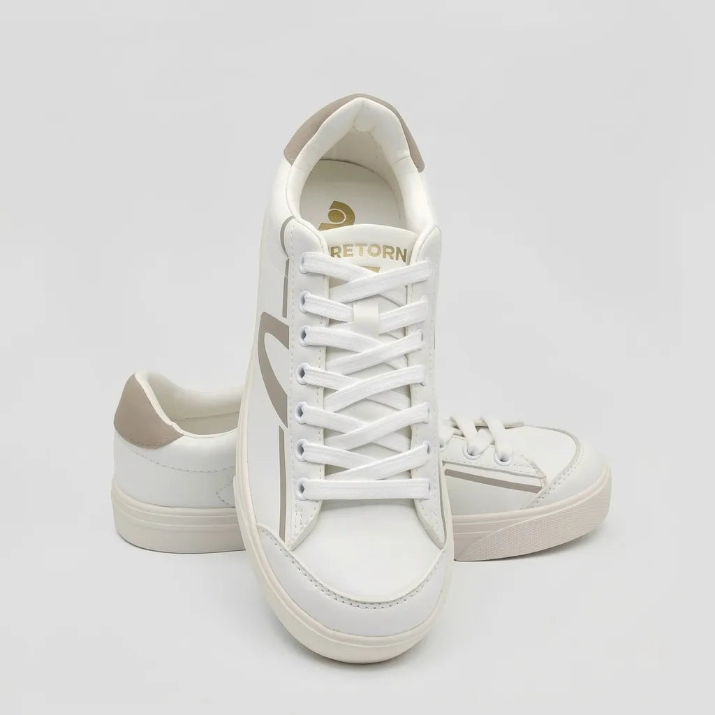 Tretorn Tenis Minimal Blanco hueso Detalles Beige Lateral y Talón Suela Blanco Hueso | Photo Studio AI | 5