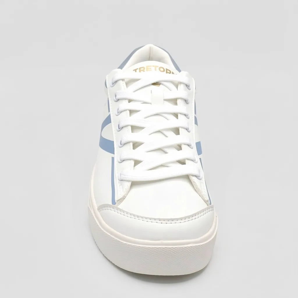 Tretorn Tenis Minimal Blanco hueso Detalles Celeste Lateral y Talón Suela Blanco Hueso | Photo Studio AI | 3