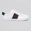 Tommy Tenis Minimal Blanco Estampado TH Rojo/ Azul Lateral y Talón Suela Blanca | Photo Studio AI | 1