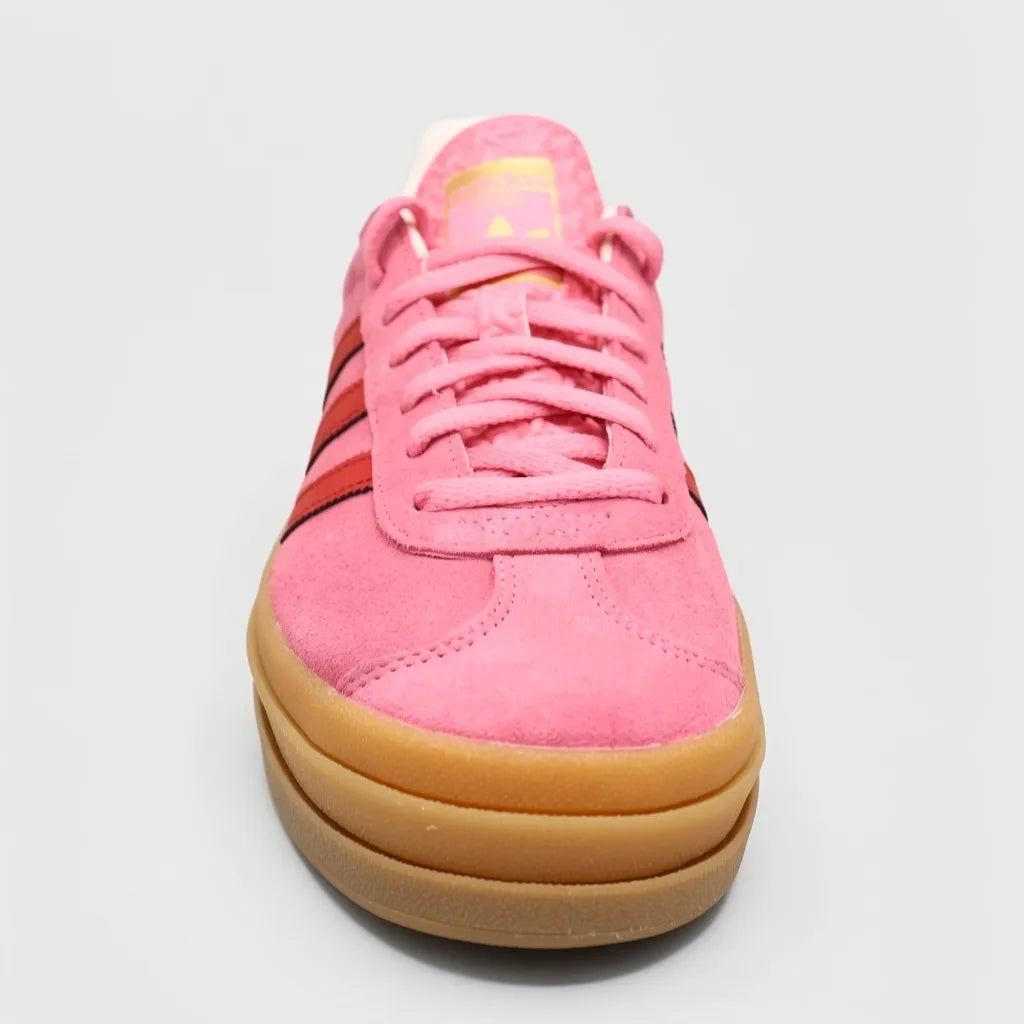 Adidas Tenis Plataforma Fucsia Franjas / Lineas Rojo Lateral y Talón Suela Café | Photo Studio AI | 3