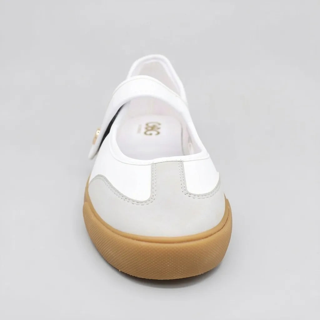 GBG Balerina Moderno Blanco Detalles Gris Talón y Punta Suela Café | Photo Studio AI | 3