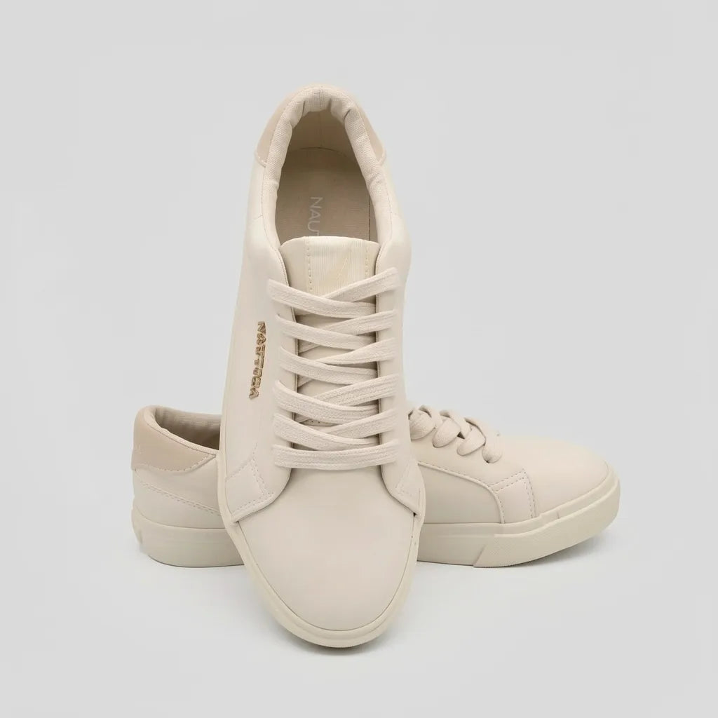 Nautica Tenis Minimal Beige Placa Beige Lateral Suela Beige | Photo Studio AI | 5