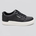 Guess Tenis Moderno Negro Textura Guess N/A Lateral y punta Suela Blanca | Photo Studio AI | 1