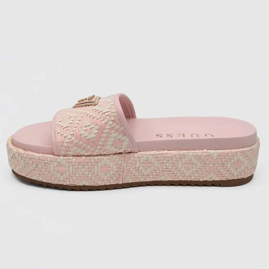 Guess Sandalia Plataforma Rosado Triángulo Guess Rosado/ Dorado Empeine Suela Blanca/ Rosado | Photo Studio AI | 2