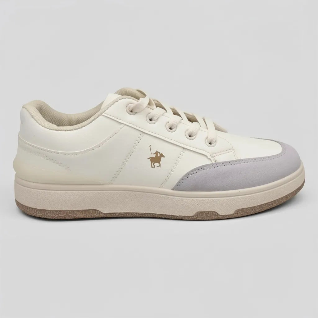 Polo Tenis Plataforma Blanco hueso Logo Café Claro Lateral Suela Blanco Hueso/ Café | Photo Studio AI | 1